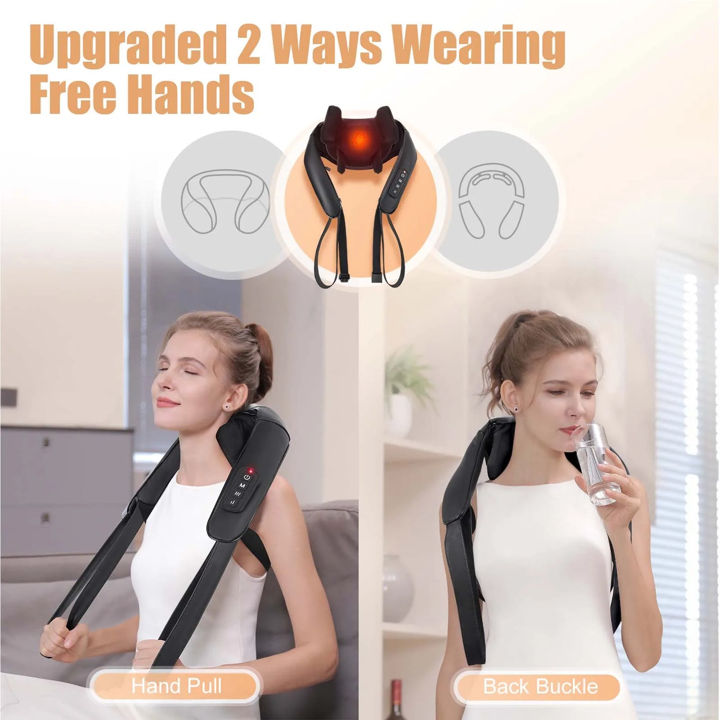 MASGREE Shiatsu Back Neck Massager With Heat And Cordless