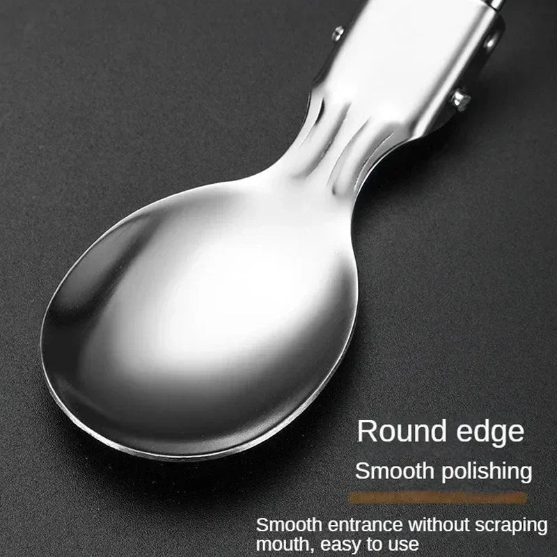 SMHXIANGQIANJIN Outdoor Spoon Fork Tableware Set Stainless Steel Camping