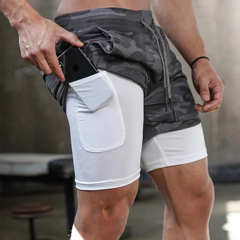 Men's Quick-Dry Running Shorts 2-In-1 Gym Fitness Workout